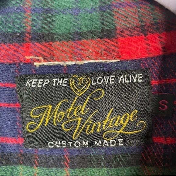 Vintage Motel Rocks Hand Beaded Plaid Skull Sleeveless Shacket - Picture 4 of 6